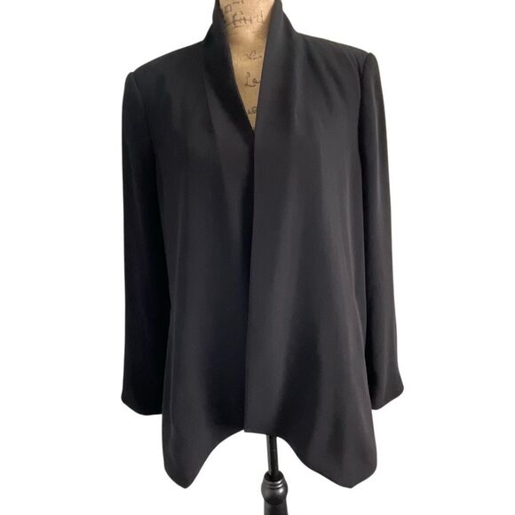 EUC Eileen Fisher Black Drape Open Front Cardigan-style Blazer - Size Large - Picture 2 of 10
